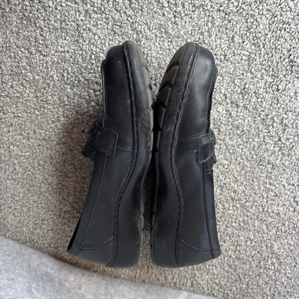 Clarks Loafers Womens 9.5 Black Leather Braided Ultimate Comfort Shoes office - Picture 4 of 11